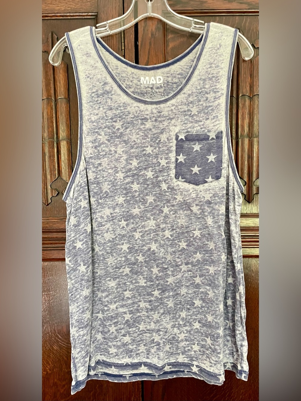 Mad Engine Star Print Pocket Tank Size L